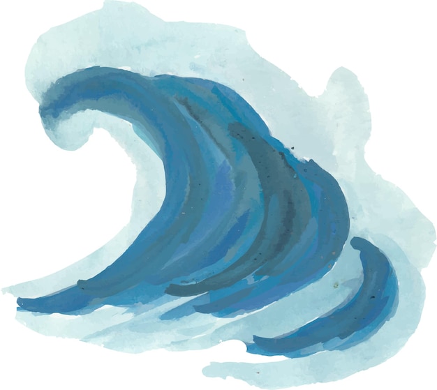 Pintura en acuarela de las olas del océano