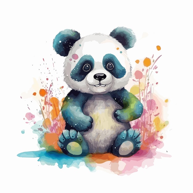 Una pintura de acuarela de un oso panda.