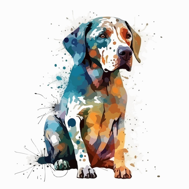 Vector una pintura de acuarela de un perro con el nombre de boi.