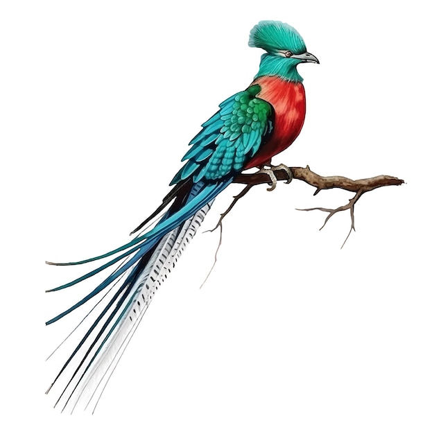 Vector pintura de acuarela resplandeciente quetzal