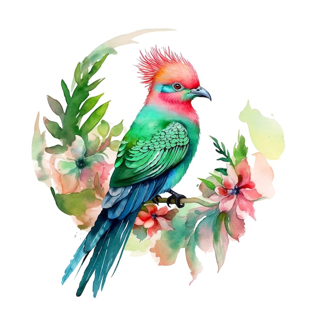 Pintura de acuarela Resplandeciente Quetzal