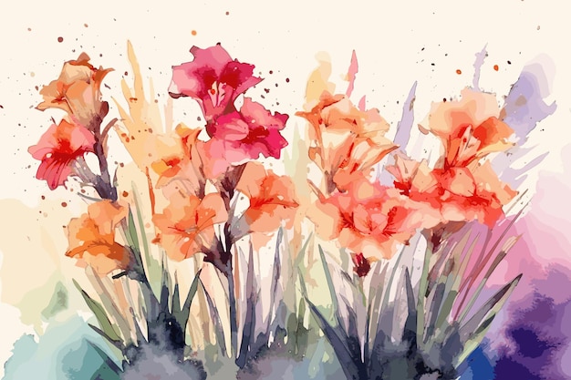 pintura de acuarela salpicaduras de colores sobre un fondo floral blanco hoja de flor