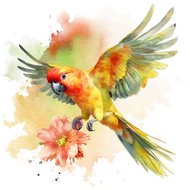 Pintura de acuarela Sun Conure