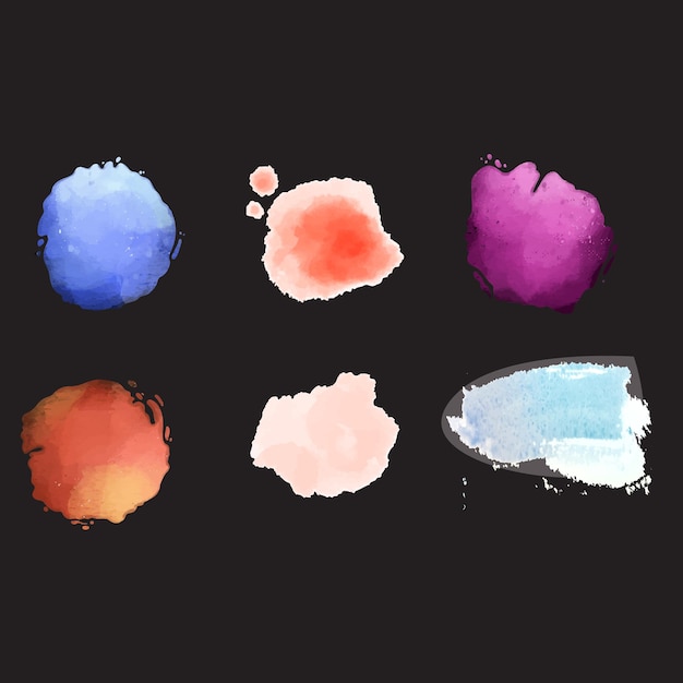 Pintura acuarela trazos de pincel conjunto de color rosa y púrpura ilustración vectorial de la paleta de colores en fondo blanco