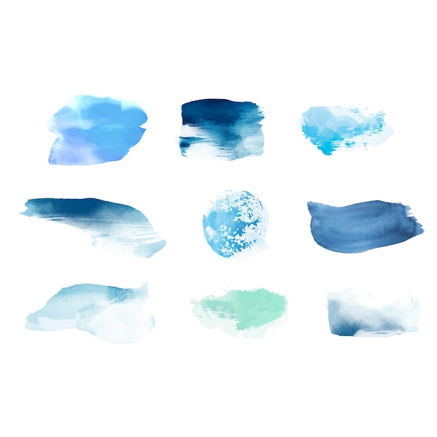 Pintura acuarela trazos de pincel conjunto de color rosa y púrpura ilustración vectorial de la paleta de colores en fondo blanco