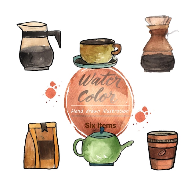 Pintura de agua dibujada a mano sobre el café