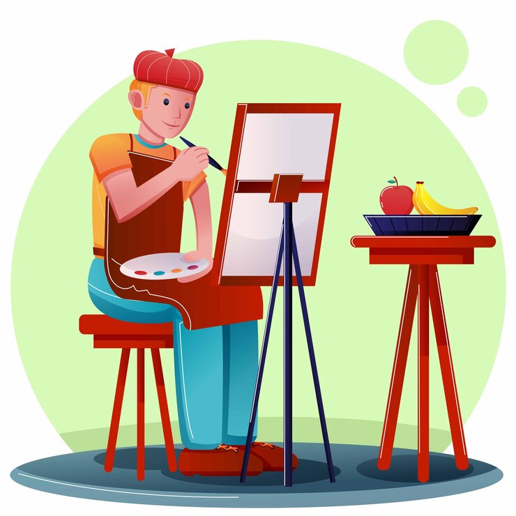 Vector pintura artista hombre