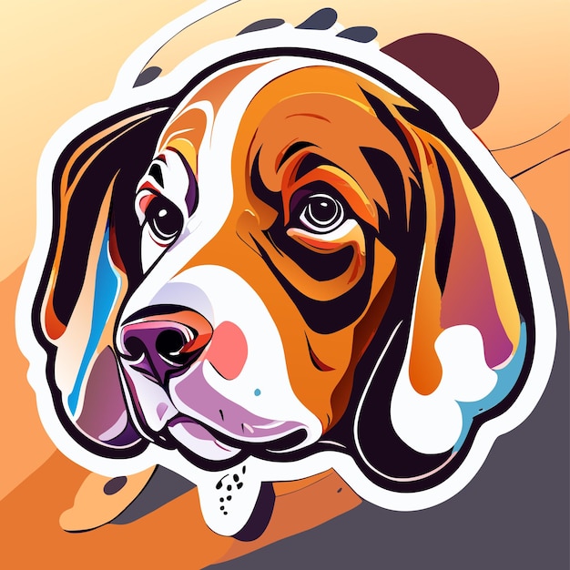Vector pintura de cabeza de perro arte de salpicaduras dibujado a mano plano elegante pegatina de dibujos animados icono concepto ilustración aislada