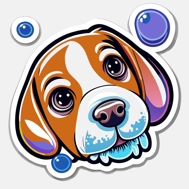 Vector pintura de cabeza de perro arte de salpicaduras dibujado a mano plano elegante pegatina de dibujos animados icono concepto ilustración aislada