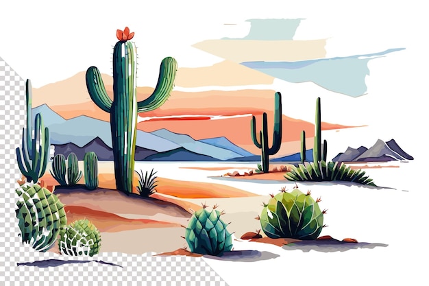 Una pintura de un cactus en el desierto