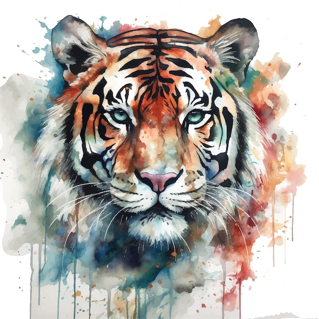 pintura de cara de tigre acuarela 3