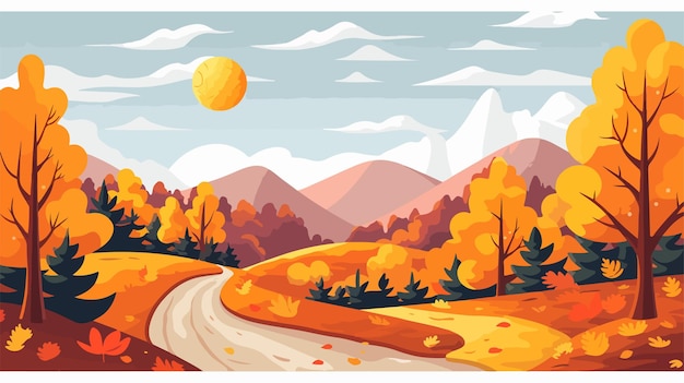 una pintura de una carretera con una carretera y árboles en el fondo