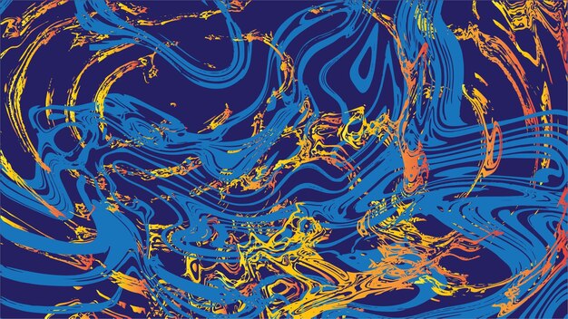 una pintura de los colores en azul y naranja