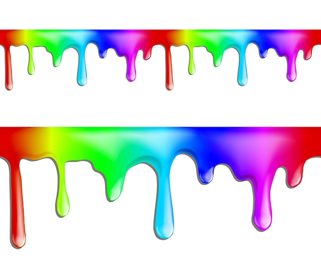 Pintura de colores brillantes gotea patrones sin fisuras sobre fondo blanco Ilustración vectorial