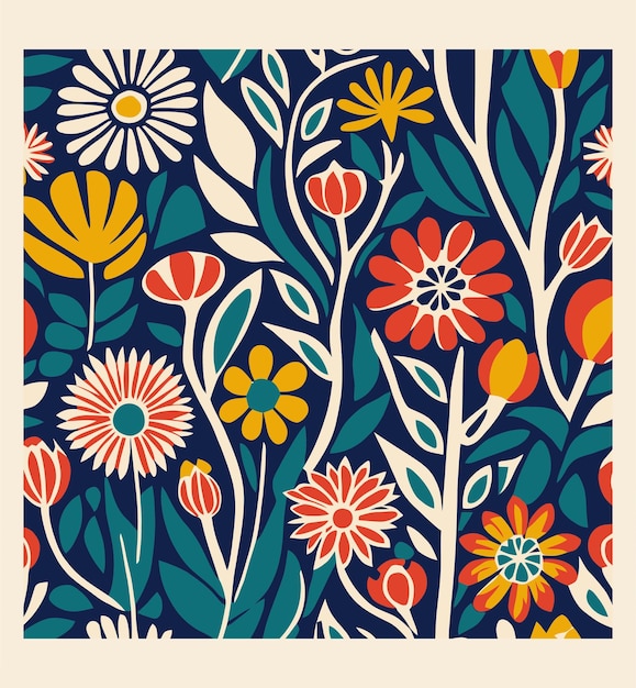 una pintura colorida de flores y las palabras " primavera " en la esquina