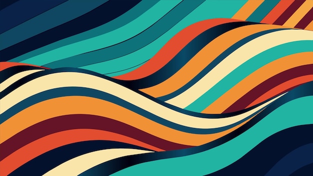 una pintura colorida de una ola con un fondo azul