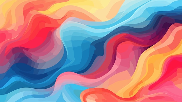 una pintura colorida de las olas con un fondo de color arco iris