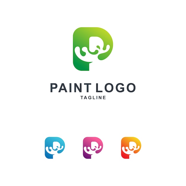 Pintura colorida con plantilla de logotipo letra P