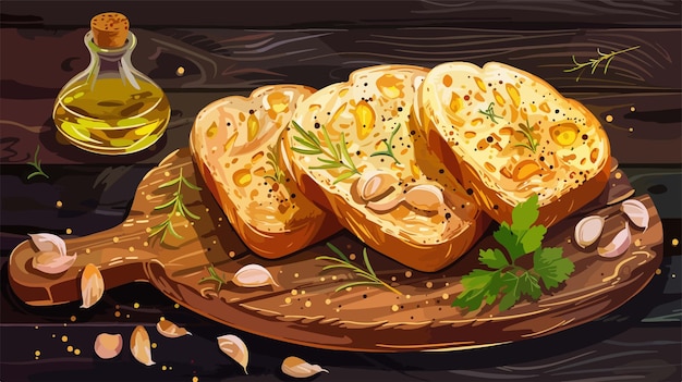 una pintura de comida con una botella de aceite de oliva y una botella De aceite de olivo
