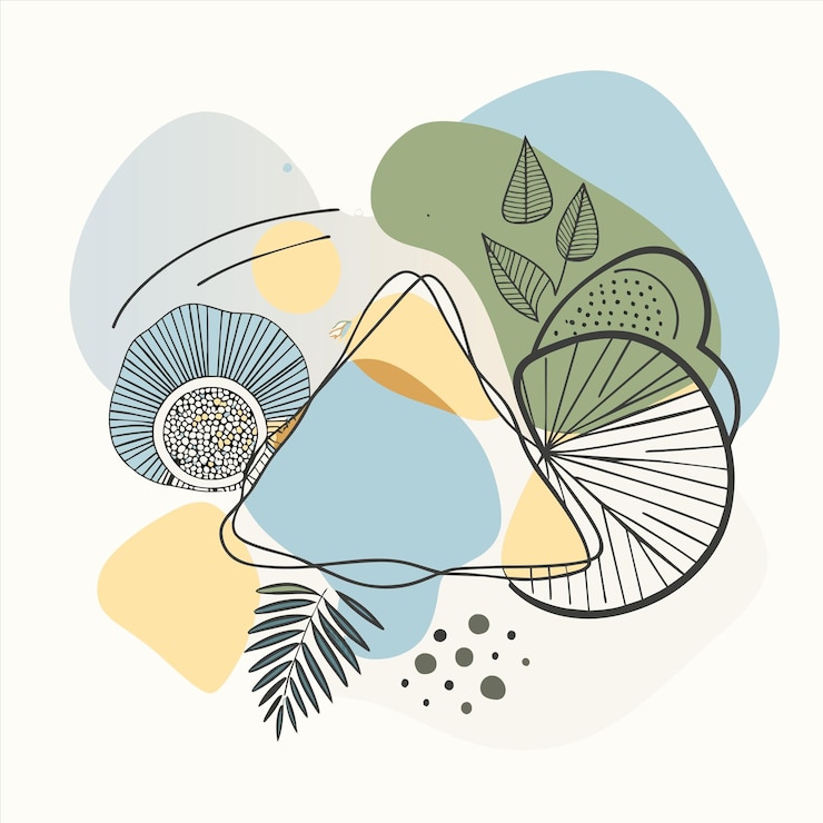 Vector una pintura de conchas y conchas con un fondo azul