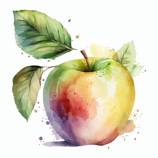 Pintura dibujada a mano de manzana de fruta Ilustración dibujada a mano aislada sobre fondo blanco en estilo boho