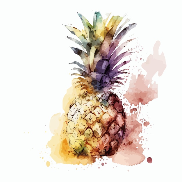 Pintura dibujada a mano de piña de fruta Ilustración dibujada a mano aislada sobre fondo blanco en estilo boho