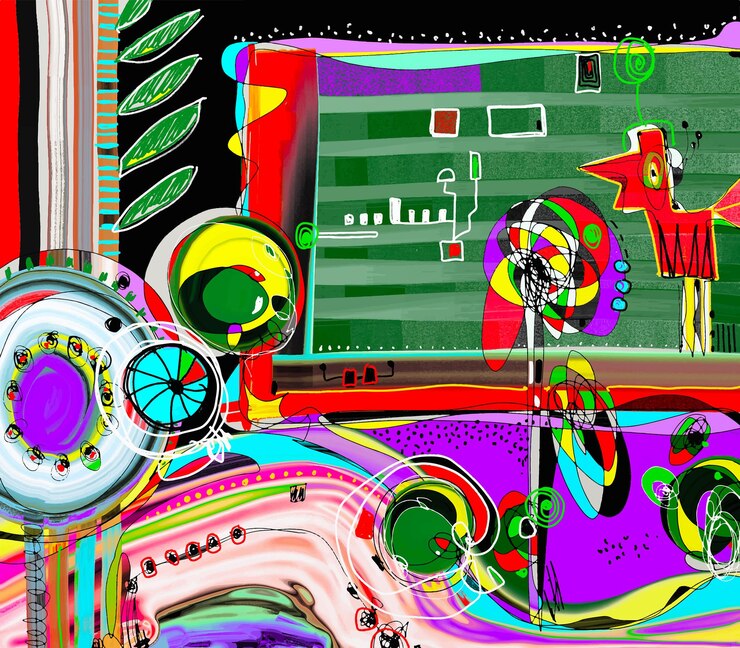 Vector pintura digital abstracta para colorear composición de arte moderno ilustración vectorial contemporánea