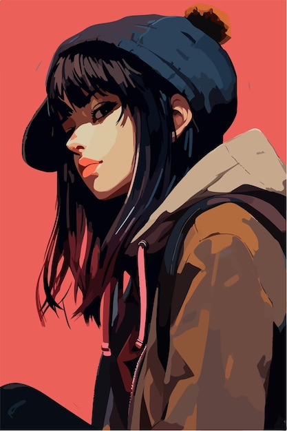 Una pintura digital de un estilo Girl Anime