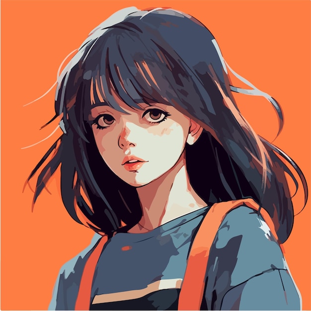 Una pintura digital de una ilustración vectorial de estilo Girl Anime