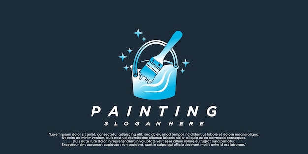 Pintura diseño de logotipo renovación icono pintura servicios para el hogar icono a todo color y único Vector Premium