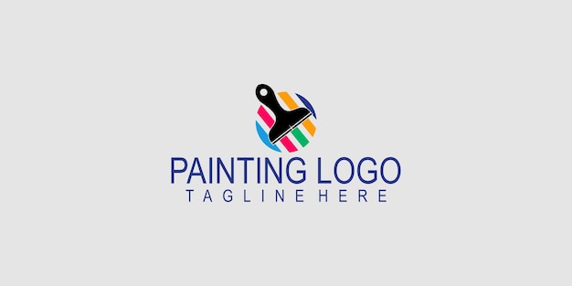 Pintura diseño de logotipo renovación icono pintura servicios para el hogar icono a todo color y único Vector Premium