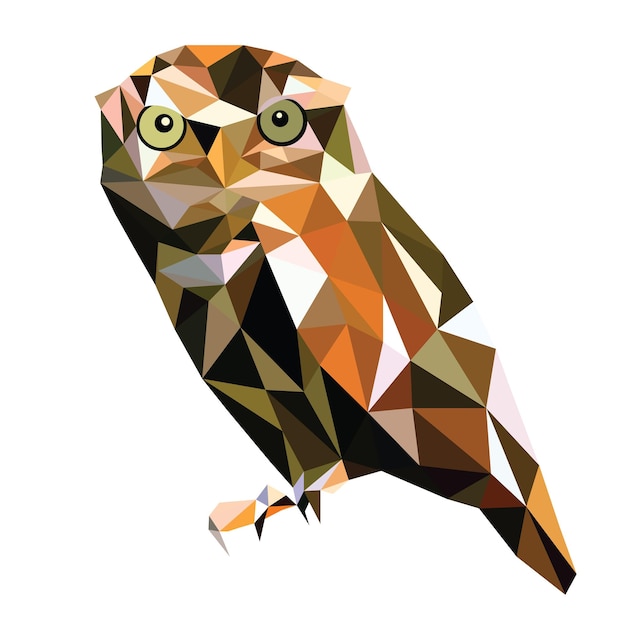 Pintura de diseño de vector de búho de pájaro de baja poli