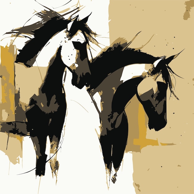 Vector una pintura de dos caballos con la palabra caballo.