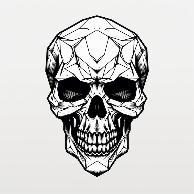 Vector pintura de esqueleto fácil de azúcar horror logotipo de cráneo de cuerno largo logotipo de estrella de cráneo humano de cráneo adulto