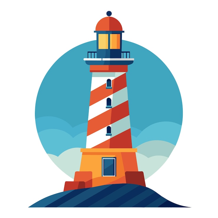 Vector una pintura de un faro con la palabra luz en él