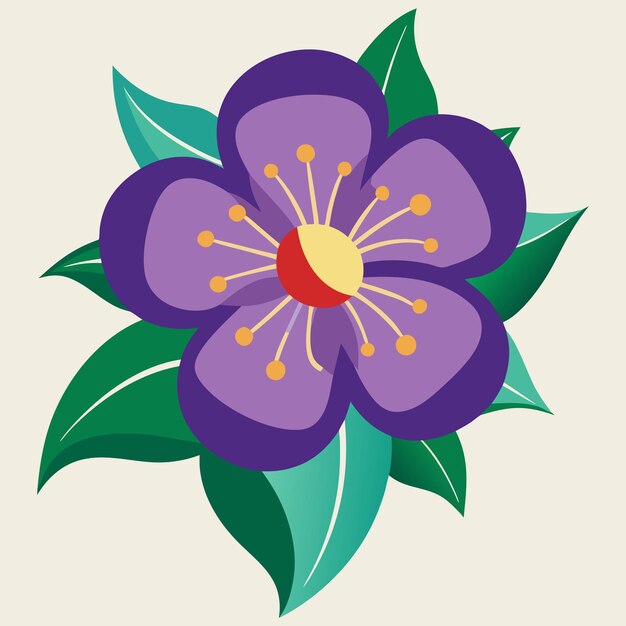 una pintura de una flor púrpura con un centro amarillo