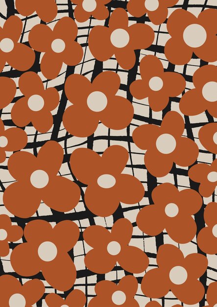 Pintura floral contemporánea - patrón botánico - cartel de dibujo de flores y pétalos