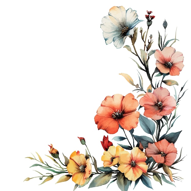 pintura de flores acuarela ilustración vectorial para el fondo