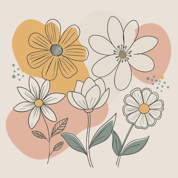 una pintura de flores con diferentes colores y formas