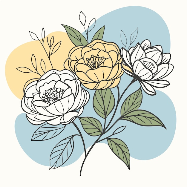 una pintura de flores con un fondo azul que dice quot primavera quot