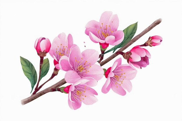 una pintura de flores rosas sobre un fondo blanco