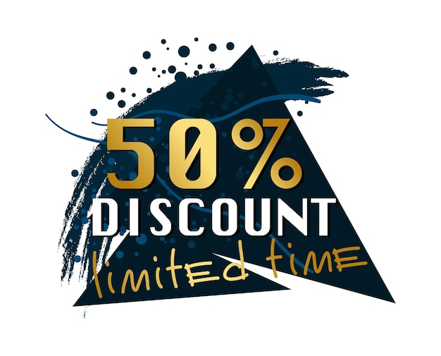 Pintura frotis web banner tarjeta de visita 50 por ciento plantilla de DESCUENTO ilustración vectorial