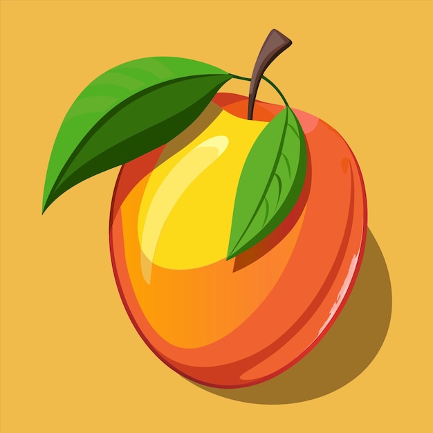 una pintura de una fruta con una hoja verde