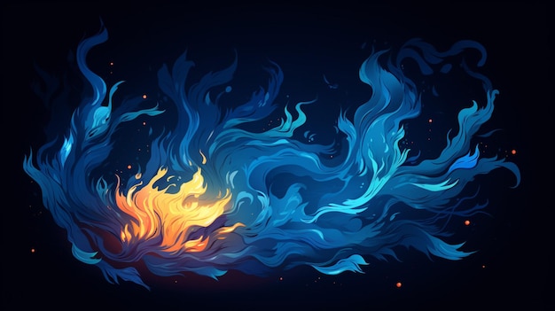 Vector una pintura de un fuego ardiendo en la oscuridad