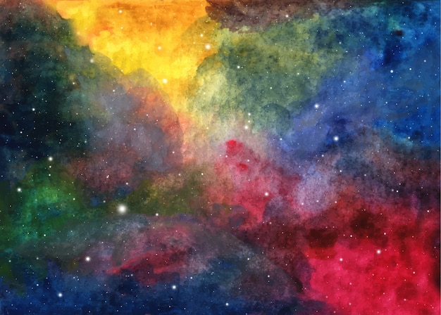 Pintura galaxia abstracta. Acuarela textura cósmica con estrellas. Cielo nocturno. Interestelar profundo de la vía láctea. Espacio de arte colorido.