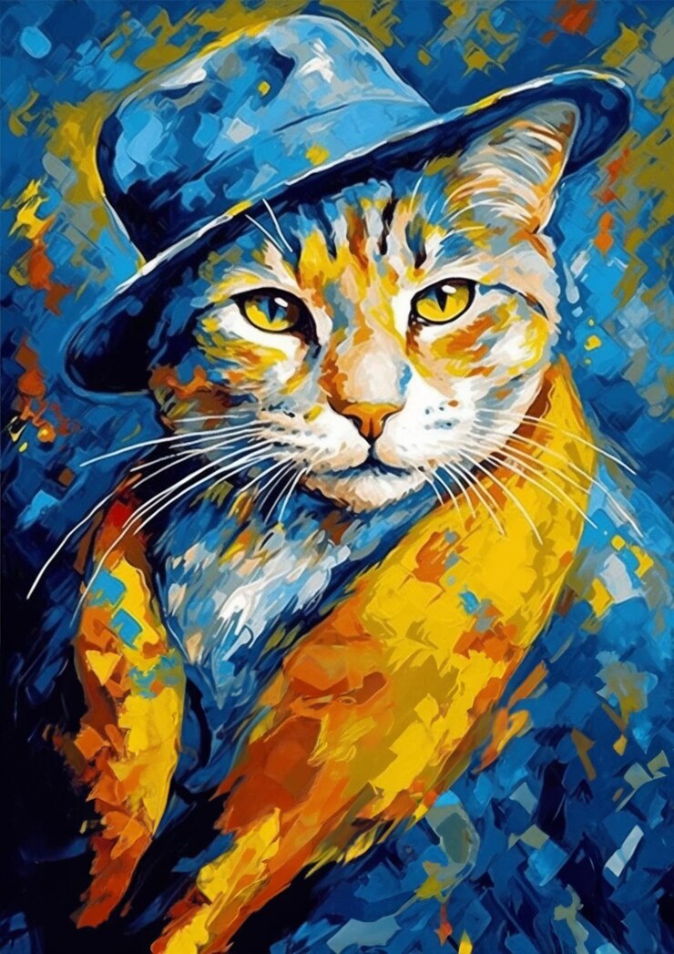 pintura del genio gato van gogh Los colores atractivos llaman la atención al máximo
