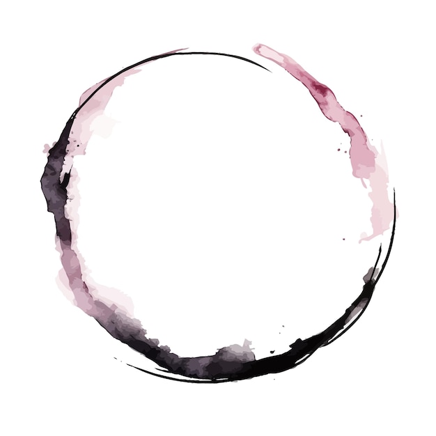 Pintura de geometría de marco de círculo texturizado negro y rosa acuarela