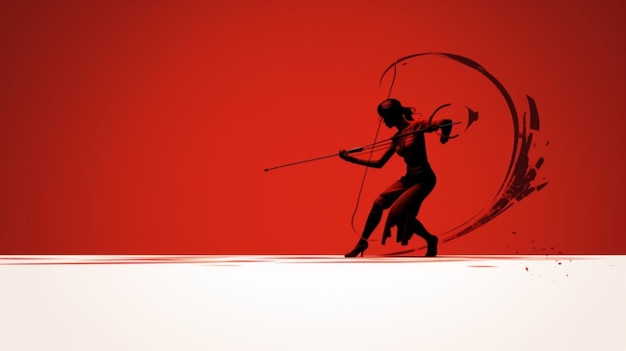 Vector una pintura de un guerrero con un fondo rojo con un fondo rojo