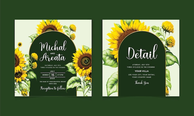 Vector pintura de hermosas acuarelas florales de las plantillas de invitaciones de boda