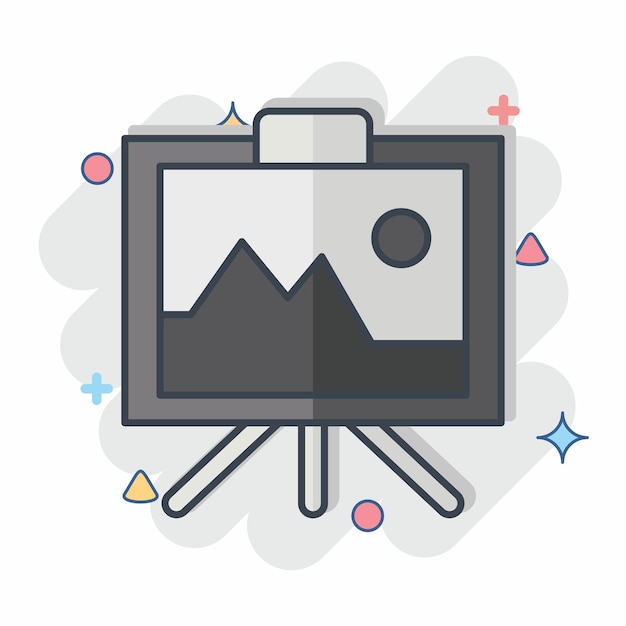 Pintura de iconos relacionada con el arte y los medios de comunicación símbolo estilo cómico diseño simple editable